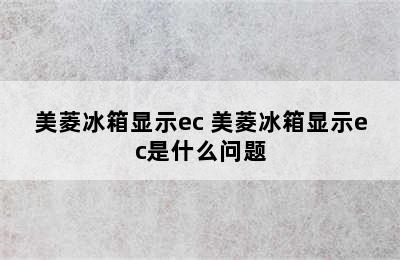 美菱冰箱显示ec 美菱冰箱显示ec是什么问题